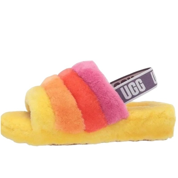 UGG Rainbow Women’s Fluff Yeah Slide Slipper Shoes - Picture 15 of 15